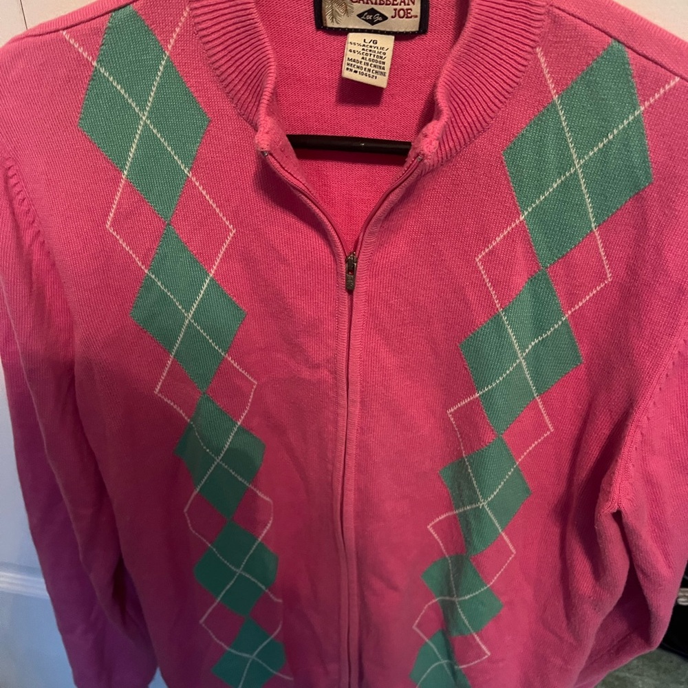 Caribbean Joe Pink Zip-Up Sweater